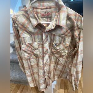 VTG 80s 90s Wrangler Western Shirt Pearl Snap Plaid Cowboy Men XL